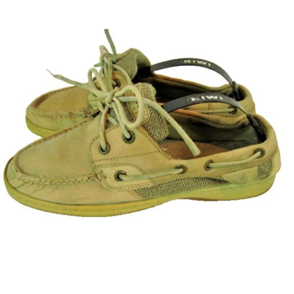Mens Sperry Topsider Tan  Leather Deck Boat Shoes sz 9M--R1